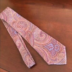 Vintage Paisley Silk Tie - Pink and Blue